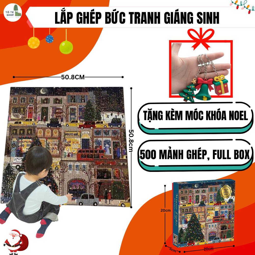 Lắp ghép bức tranh giáng sinh 500pcs, Puzzle Giáng Sinh 500 mảnh, Lắp ghép ánh sáng mùa đông Galison