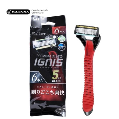 Bộ 6 dao cạo râu 5 lưỡi cao cấp Nhật Bản Premier Dispo Ignis 5 Blade PR5-6P8