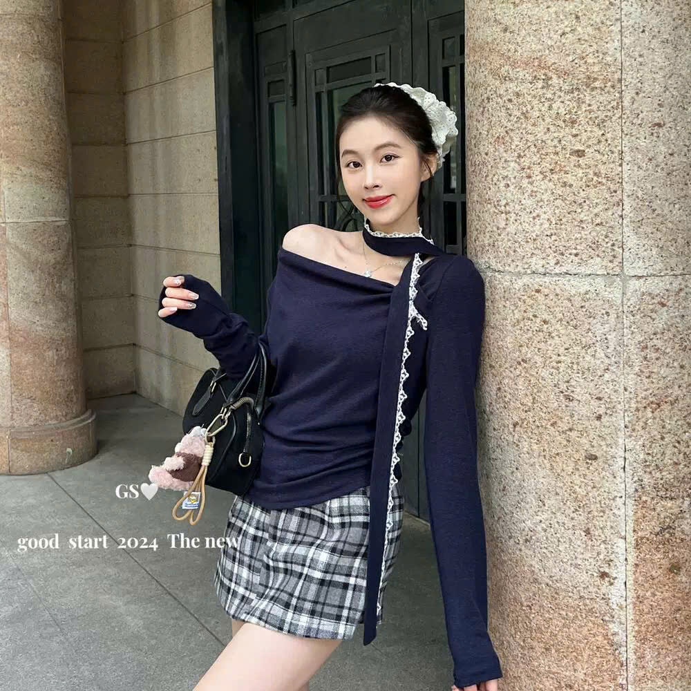 ÁO THUN TAY DÀI PHỐI REN  - 5399 AS