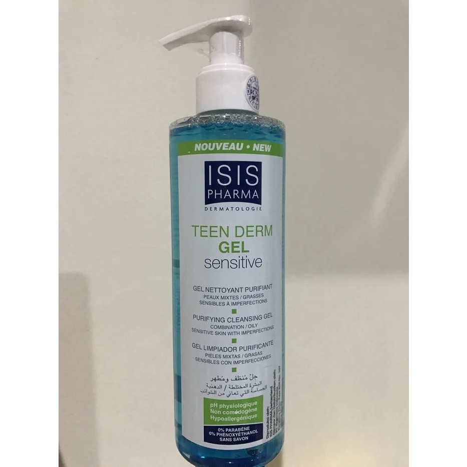 ISIS PHARMA TEEN DERM GEL SENSITIVE 250ML. GEL RỬA MẶT GIẢM NHỜN, NGĂN NGỪA MỤN-MP