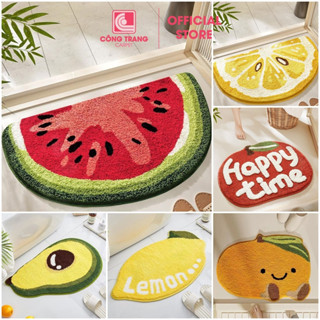 Thảm Chùi Chân, Lau Chân Lông Cừu FRUITMAT Hình Hoa Quả Ngộ Nghĩnh 40x60cm