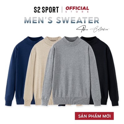 Áo len trơn nam S2 SPORT trơn dệt kim cổ tròn 3cm giữ nhiệt không bai dão, hạn chế xù lông - AL01