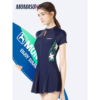 [Có sẵn] [Chính hãng] Bộ bơi nữ Xanh than, cộc tay liền chân váy, Momasong