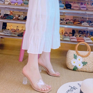 Dép cao gót nữ Minh Thư thời trang mũi vuông điệu đà xinh xắn ,Guốc cao gót quai trong gót 7 phân đi tiệc mã L99