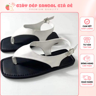 Dép Sandal Nữ Thời Trang - Giày Sandal Nữ Quai Da Dây Đan Xỏ Ngón Đế Bệt Siêu Mềm Êm Chân Phù Hợp Đi Du Lịch
