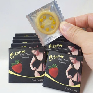 Combo 10 Hộp Bao Cao Su Bi Storm, KD-TG, Hương Dâu Tăng Khoái Cảm (Hộp 1c). Hàng Chính Hãng