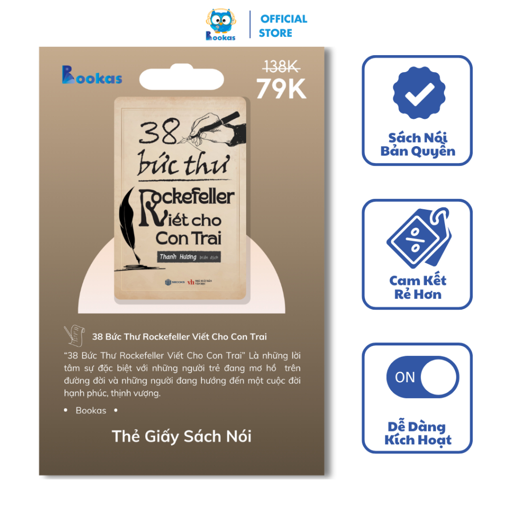 Thẻ giấy Sách Nói - 38 Bức Thư Rockefeller Gửi Cho Con Trai - Sách Nói Bookas