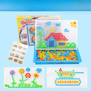 Bộ Đồ Chơi Xếp Hình Ghim Nấm 296Chi Tiết Cho Bé, Bộ Ghép Hình Hạt Nhựa Ghim Nấm Nhiều Màu Giúp Trẻ Tư Duy Sáng Tạo 89098