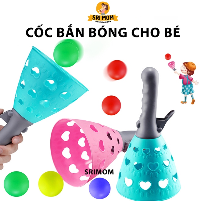 Cốc bắn bóng cầm tay cho trẻ em -  đồ chơi hứng banh thể thao tương tác vận động