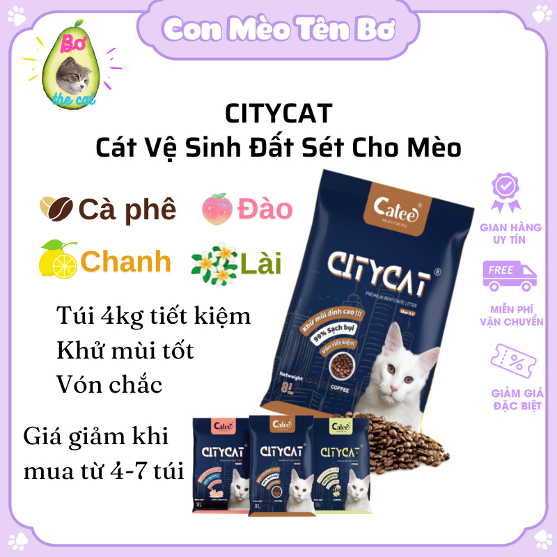 Cát vệ sinh Citycat túi 4kg - vón cứng, khử mùi tốt