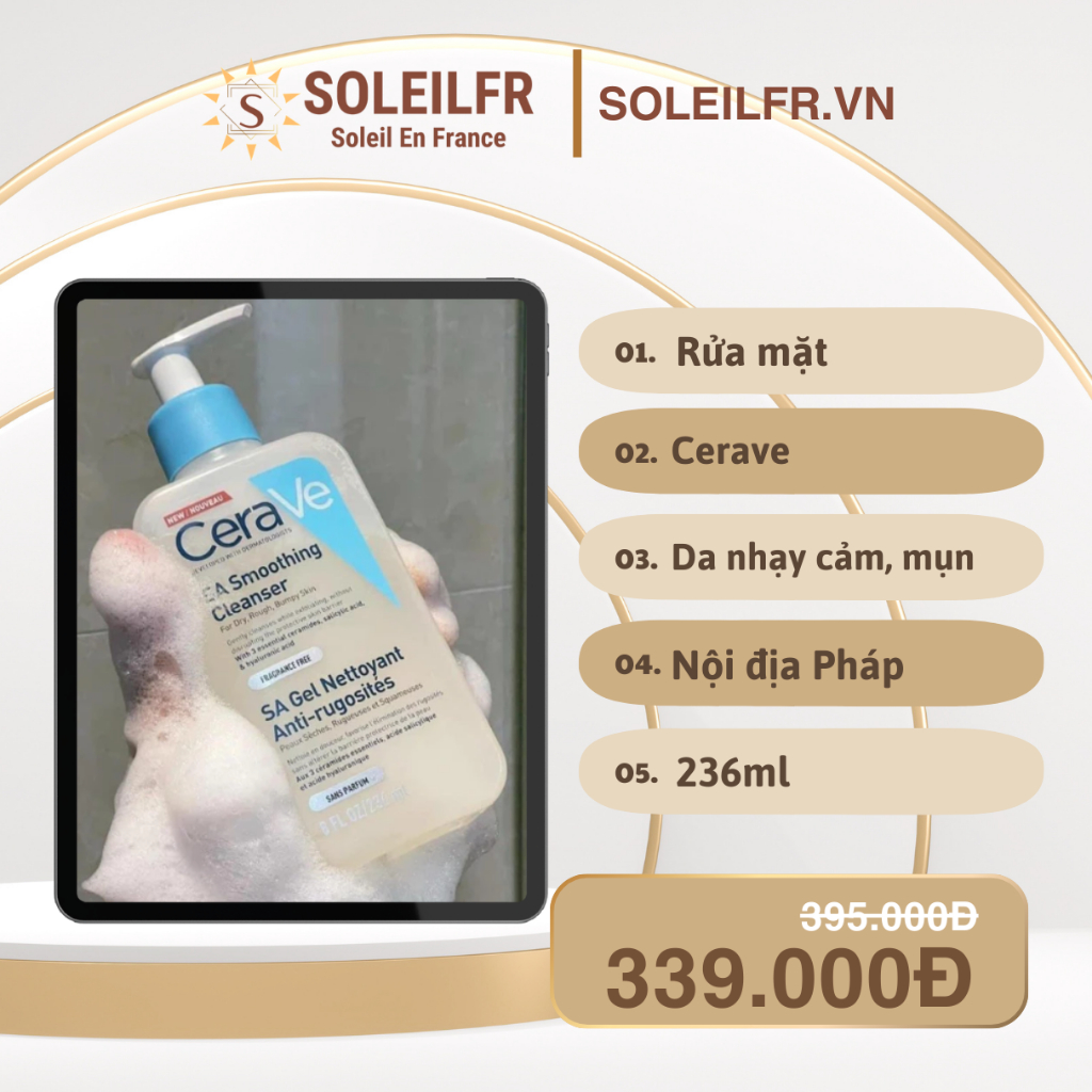 Sữa rửa mặt Cerave SA Smoothing Cleanser 236ml
