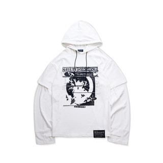  Áo dài tay có mũ "GUILTY CONSCIENCE HOOD TSHIRT" màu trắng 