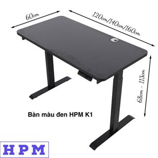 Bàn Nâng Hạ Chiều Cao HPM K1, ghi nhớ vị trí, thay đổi chiều cao, tặng móc treo tai nghe, kệ để ly