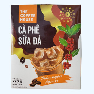  Hộp NÂU -- THE COFFEE HOUSE 220g   10 gói -- CÀ PHÊ SỮA ĐÁ HÒA TAN 3 in 1 Instant Milk Coffee 