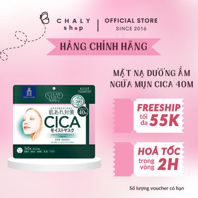 Mặt nạ đa năng dưỡng ẩm – ngừa mụn – làm dịu da Clear Turn Cica Moist Mask 40 miếng Nhật Bản
