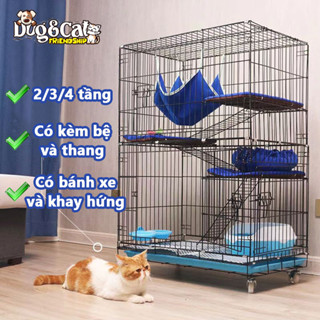 🐈Dog&Cat PET HOME🏠chuồng mèo Gấp Gọn Lồng chuồng chó mèo giá rẻ tặng khay giá rẻ Có 3/4 tầng