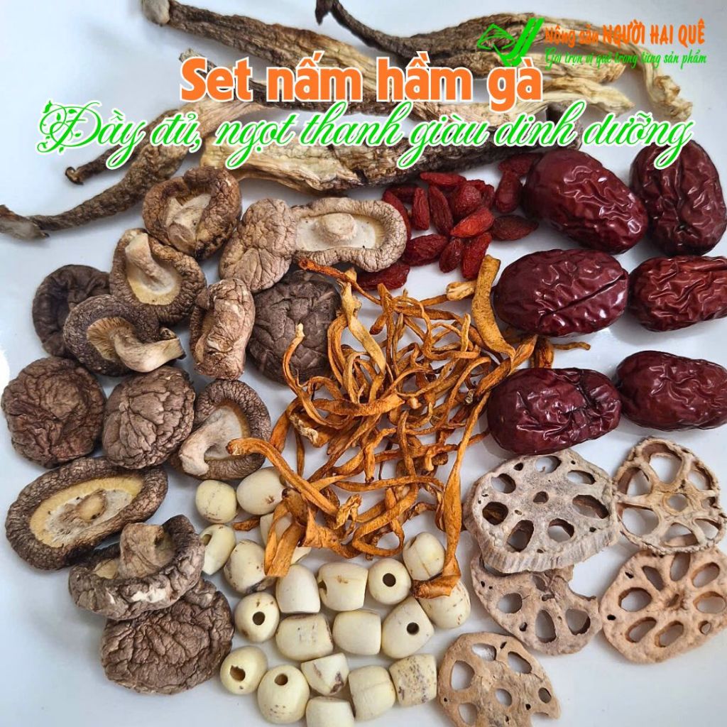 Gói nấm hầm canh bổ dưỡng giá bình dân (tặng GÓI THẢO MỘC độc quyền của đầu bếp nhà hàng) | Nông sản Người Hai Quê