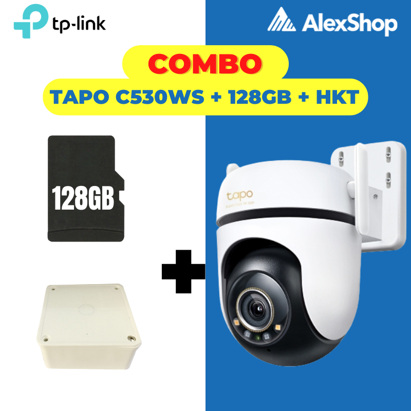 [COMBO-5M] Camera Tapo C530WS (5M) Kèm Thẻ nhớ 128Gb + Hộp Kĩ Thuật , Ngoài trời quay quét 360 độ