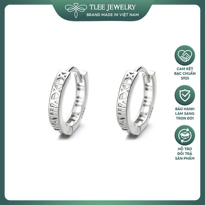 Khuyên tai bạc unisex tròn chốt bấm hình số la mã lạ mắt TLEE JEWELRY B0155