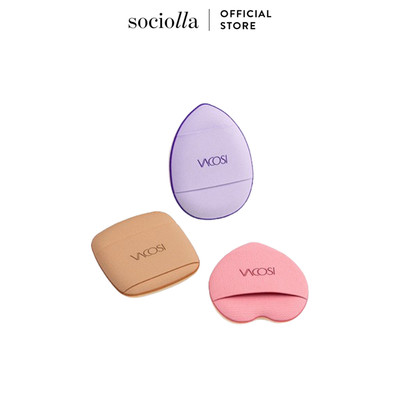 Set 3 Bông Mút Mini Xỏ Ngón Vacosi Top Finger Cushion Hồng Kem Tím 10g - Bp54
