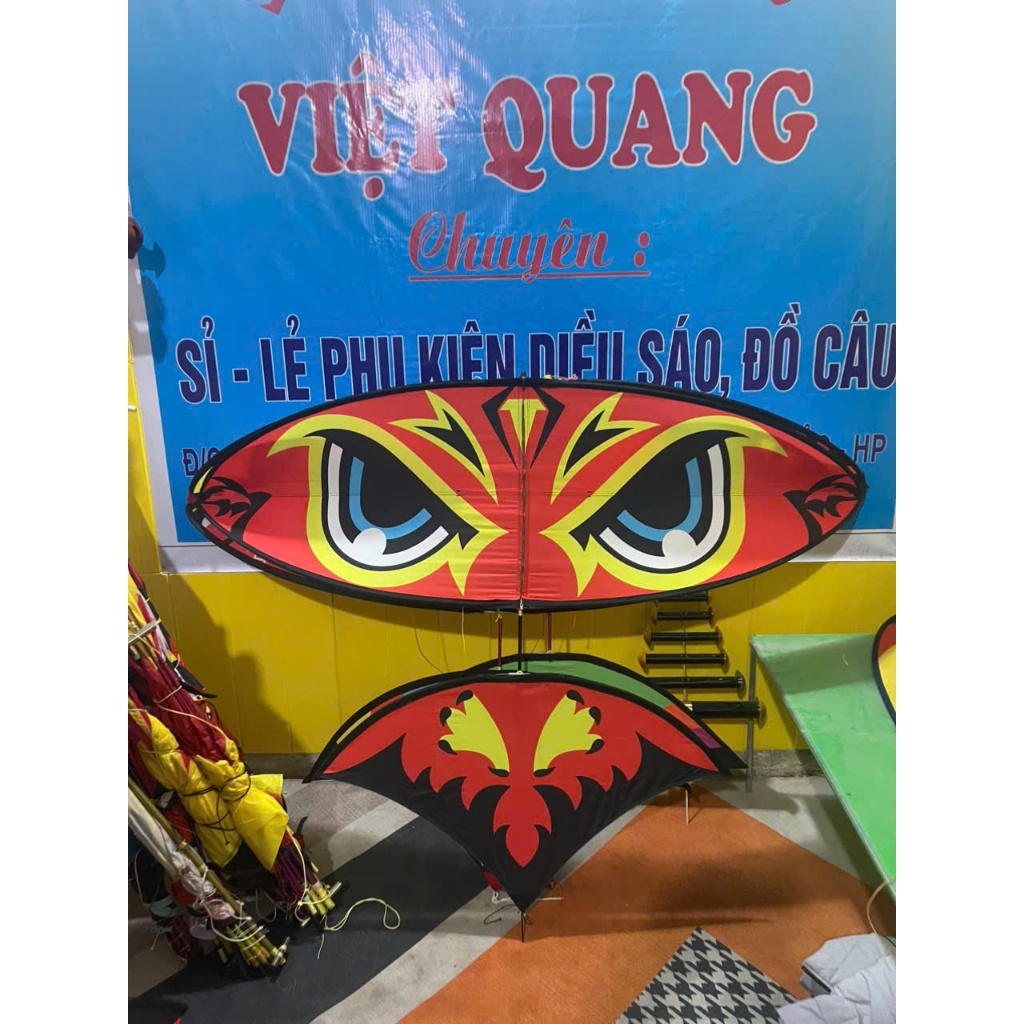 Combo cho diều 1m7-2m và guồng dây rứa vàng D15 (li2) Diều in nhiệt Xương cá, Vinfast, Ếch ninja, Cú