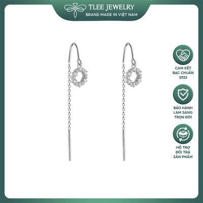 Khuyên tai bạc nữ TLEE circle dáng tua dài móc cài nữ tính TLEE JEWELRY B0156