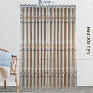 Rèm Cửa Sổ Cửa Chính Vải Gấm Họa Tiết Hoa Mẫu Đơn Phối Kim Tuyến Sang Trọng Và Tinh Tế