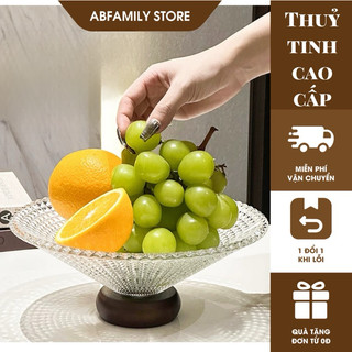  Đĩa thủy tinh decor mẫu mới phòng khách sang trọng đẹp mắt| Khay thuỷ tinh đựng hoa quả bánh kẹo để bàn 