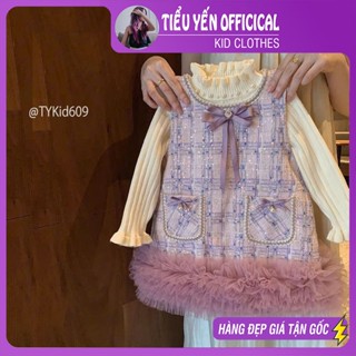 Quần áo trẻ em, Váy dạ tím cao cấp bé gái, kèm áo len  cho bé 9-22kg V609 | Tiểu Yến KID