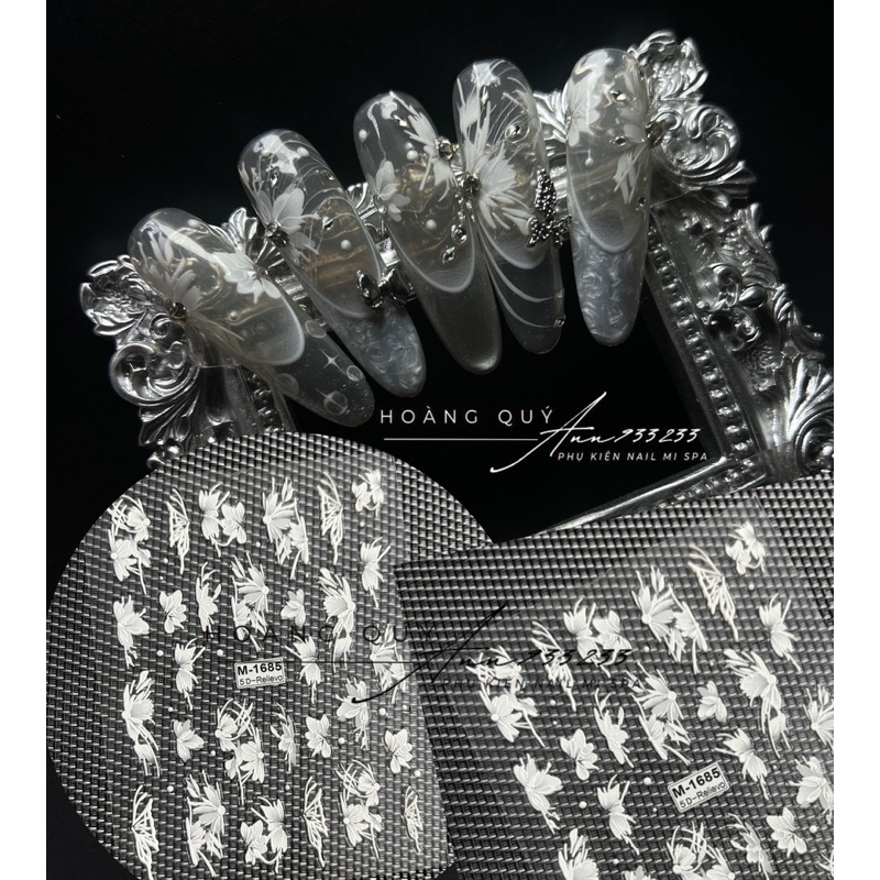Sticker lụa 5D mẫu hoa nail dán móng sticker 5D - Ann933233