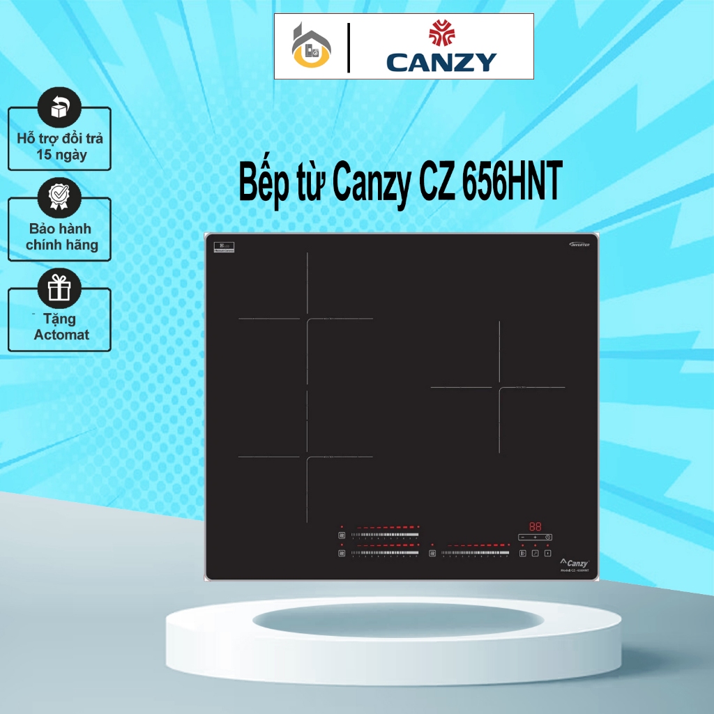 Bếp từ Canzy CZ 656HNT | Bếp 3 vùng nấu | công nghệ sôi liu riu | Inverter tiết kiệm điện | Bảo hành