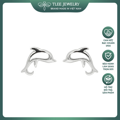 Bông tai bạc nữ Tlee mẫu cá heo may mắn TLEE JEWELRY B0367