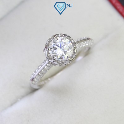 Nhẫn bạc nữ Moissanite 6ly xi vàng trắng kèm thẻ tra cứu mặt hoa sang trọng, cao cấp NNM0070 - Trang Sức TNJ