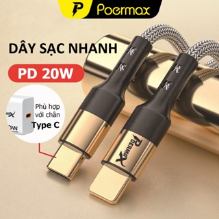 Dây sạc nhanh 20w C-LN chip thông minh bảo về máy và bọc dù siêu bền dùng cho các dòng máy- Poermax