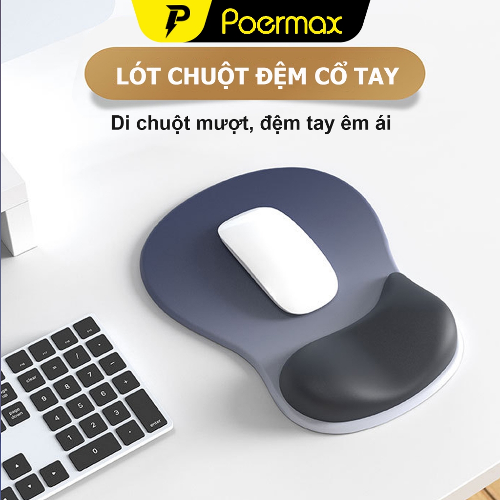 Lót chuột có đệm kê chống mỏi tay làm bằng gel cao cấp đàn hồi êm ái-Poermax