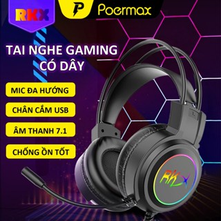 Tai nghe chụp tai gaming có mic đàm thoại, vòm tai rộng 50mm thoải mái khi sử dụng- Poermax RKX