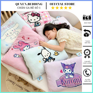 Gối nỉ nhung cho bé đi học gối trẻ em từ 1 đến 10 tuổi vải nỉ nhung mềm mịn họa tiết kuromi 5d ngộ ngĩnh KT 30 x 50cm