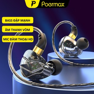 Tai nghe có dây Poermax S16 chân cắm 3.5mm âm thanh Hifi siêu bass