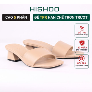 Dép Guốc Cao Gót Đi Học Mặc Áo Dài Váy Quai To Gót Đế Vuông Nữ dáng guốc cao 5 phân quai ngang Hishoo VNXK S039
