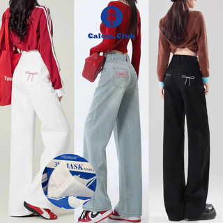 Quần jean kaki suông baggy rộng đứng nữ MIAA lưng cao THÊU NƠ quần kaki jean suông đứng rộng thêu nơ CẠP CAO 
