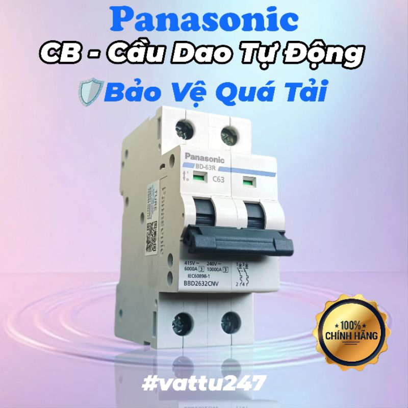 Cầu dao CB tự động Panasonic Atomat loại 2 cực - CB 2 tép 16A 32A 40A 50A 63A Panasonic bảo vệ quá t