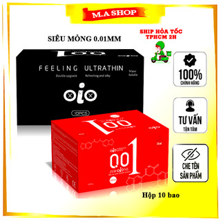  Bao cao su OIO 0.01mm đỏ siêu mỏng nhiều gel truyền nhiệt tốt cảm giác chân thật - Hộp 10 bcs - MA Shop 