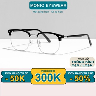 Gọng Kính Cận Nam Nữ Mắt Tròn MONIO 21082 Chất Liệu Kim Loại Chống Ánh Sáng Xanh Tia UV