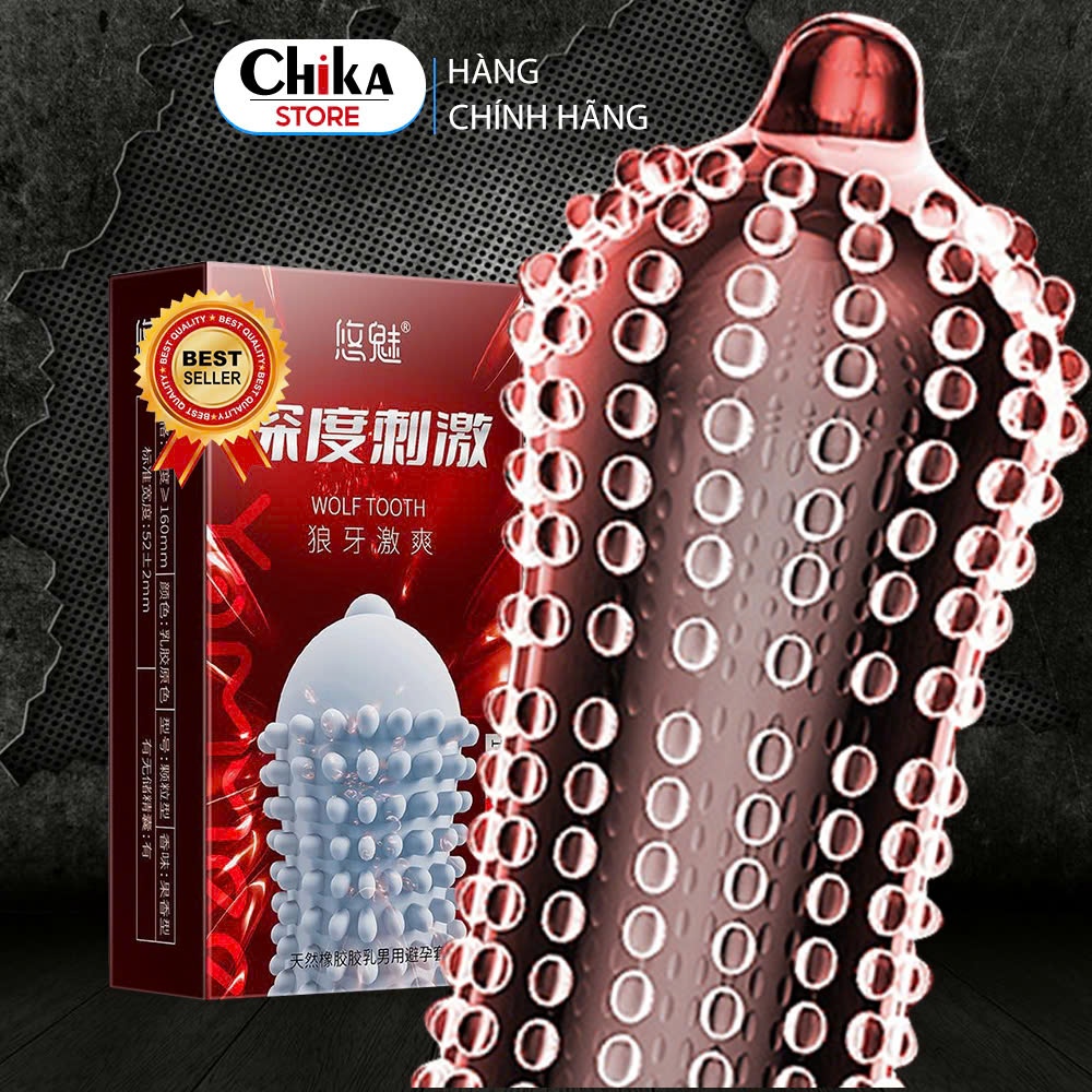 Bao Cao Su Gai Wolf Tooth, Bcs Gân Gai Nhiều Gel Bôi Trơn, Siêu Mỏng Chân Thực (10C) | Store_Chika