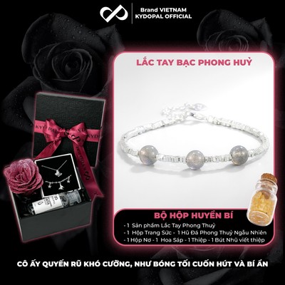 [HCM Hỏa Tốc] Lắc tay bạc phong thuỷ tự nhiên KYDOPAL đá hắc nguyệt quang trang sức nữ cao cấp ý 925 - PAL9B8L5