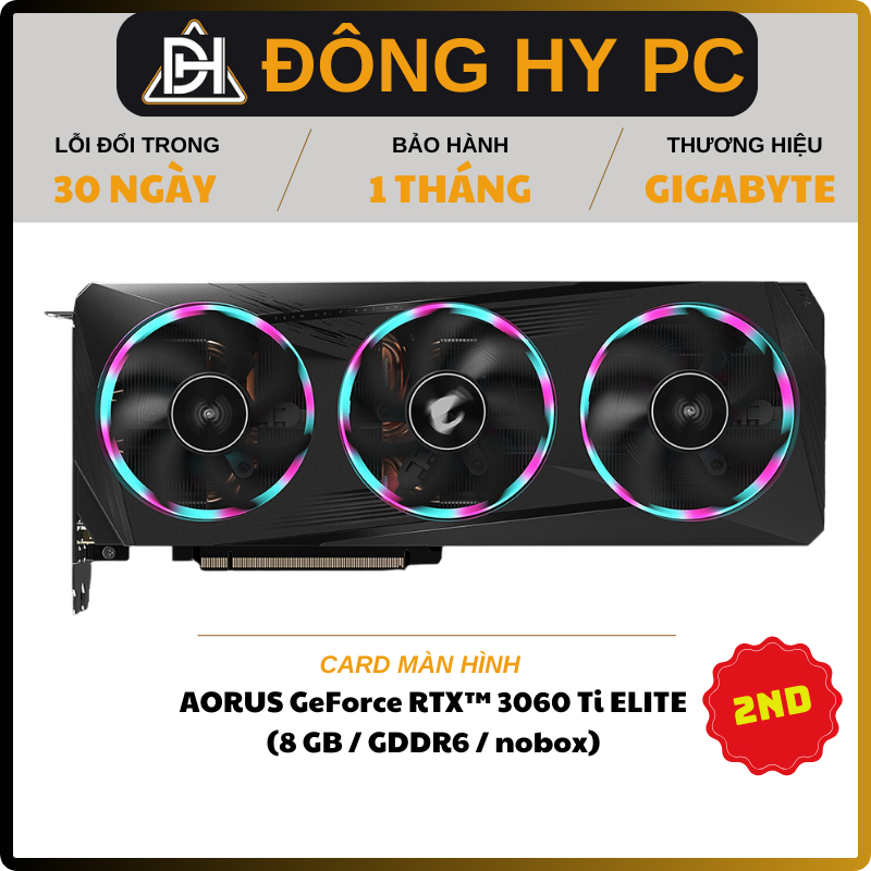 VGA card màn hình Gigabyte AORUS GeForce RTX 3060 Ti ELITE 8GB 2ND