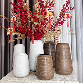 Bình cắm hoa, lọ hoa gốm sứ Bát Tràng dáng đu đủ cắm nhiều loại hoa trang trí decor