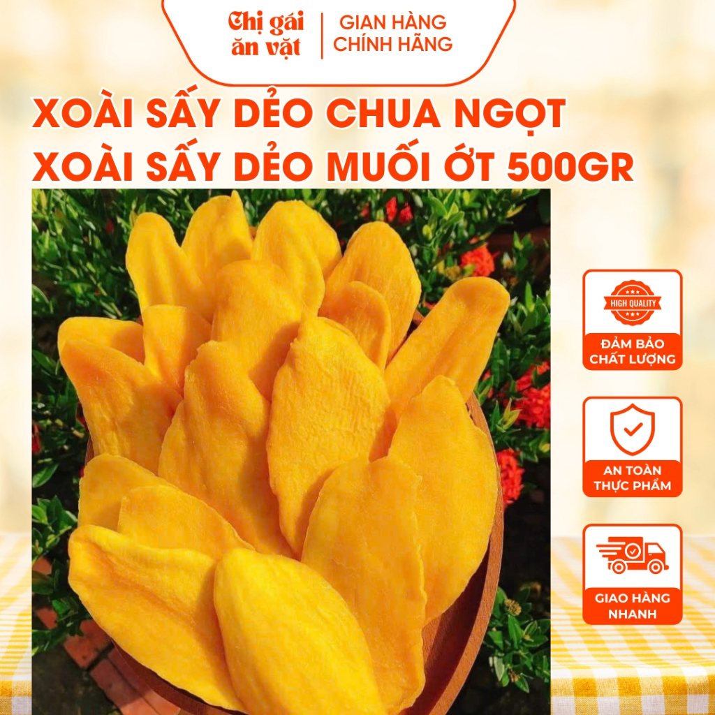 Xoài Sấy Dẻo 500g Hàng Loại 1 Ngọt Thanh Tự Nhiên Không Xơ Chị Gái Ăn Vặt