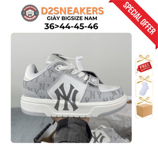 [Bigsize 44-46] Giày thể thao MLB Liner Denim Monogram NY Xám | Giày dép Bigsize Nam chất lượng cao