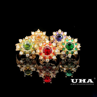 Nhẫn nữ N559 đính đá màu phong thủy cao cấp UHA